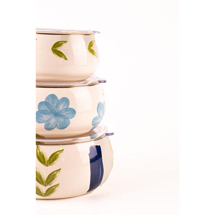 Emaylab Bloom 3 Lü Emaye Saklama Kabı Takımı (tüm Ocak Ti̇pleri̇nde Kullanilabi̇li̇r)