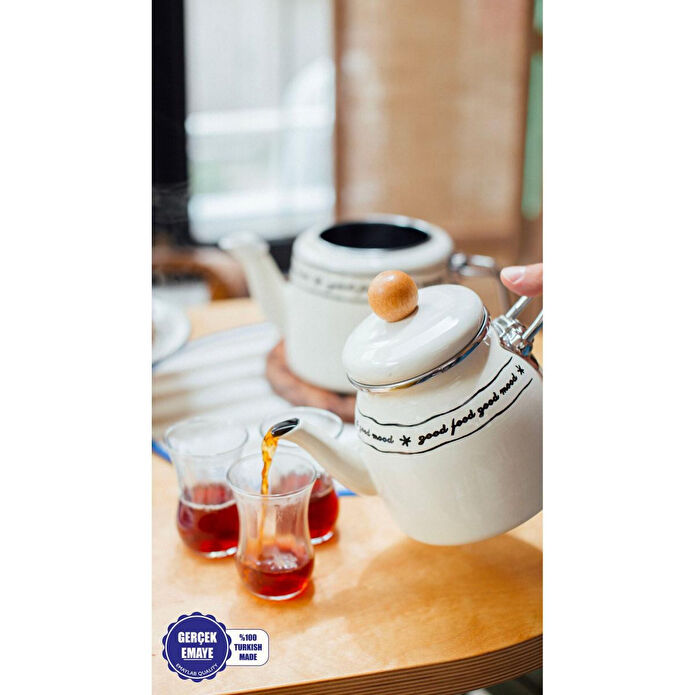 Emaylab Mood Emaye Çaydanlık Takımı Ahşap Tepeli