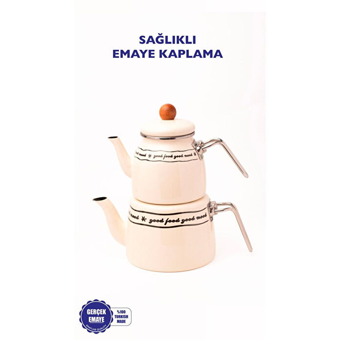 Emaylab Mood Emaye Çaydanlık Takımı Ahşap Tepeli