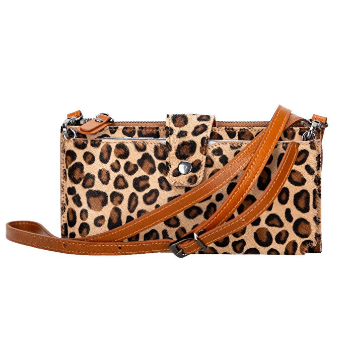 Bloominbag Urban Wild Leopar Desenli Deri Unisex Askılı Cüzdan