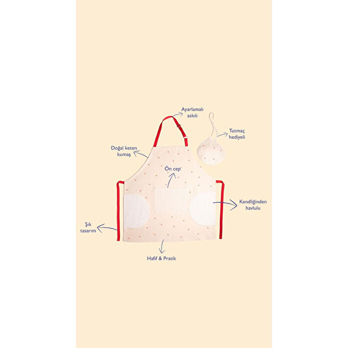 Emaylab Cupid Kalpli Mutfak Önlüğü Ve Tutmaç Seti (kendi̇nden Havlulu-ayarlamali Askili)