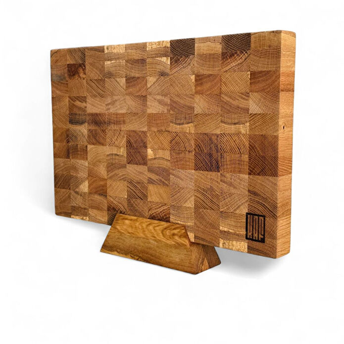 Kaf Ahşap End Grain Kesme Tahtası Standı Meşe/Kestane