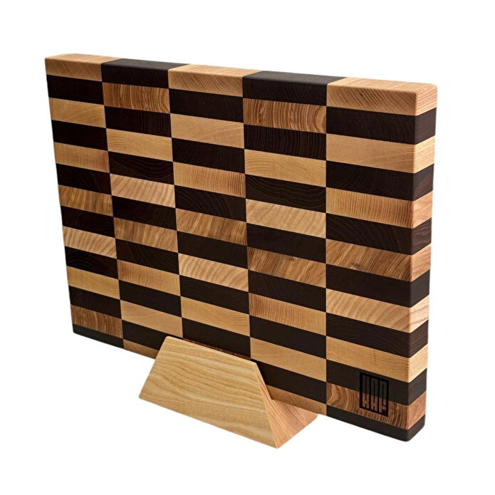 Kaf Ahşap End Grain Kesme Tahtası Standı Dişbudak