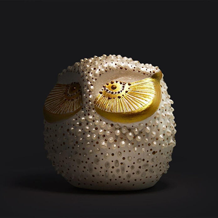 Coho Objet Coho Art Tılsımlı Baykuş El Yapımı Sanatsal Dekoratif Obje - Pearl White
