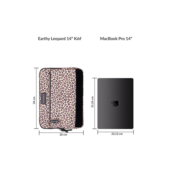 Bloominbag Earthy Leopard 14 Inç Laptop / Macbook Kılıf