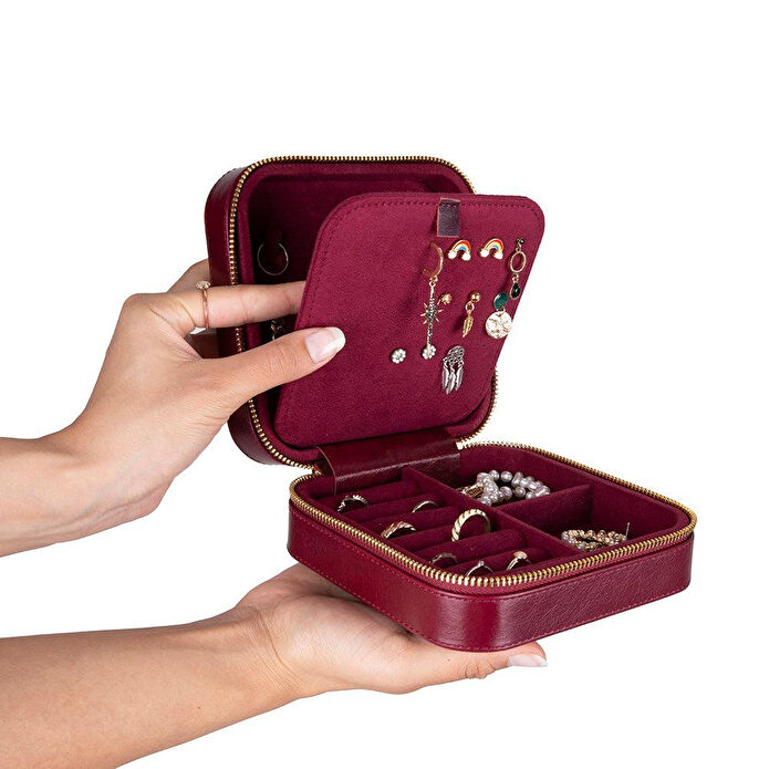 Bloominbag Amanda Velvet Burgundy Bloom Grande Deri Takı & Mücevher Kutusu