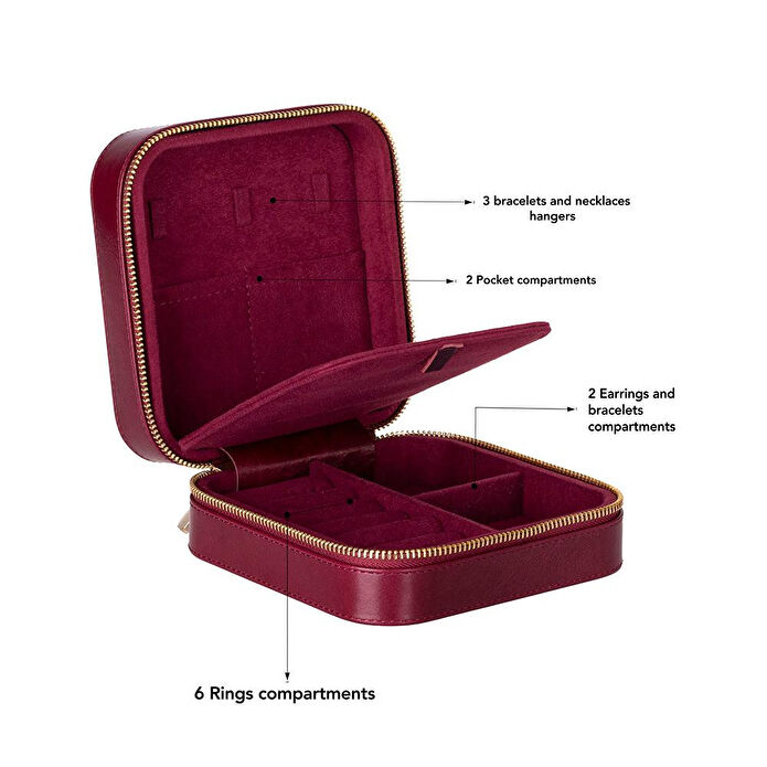 Bloominbag Amanda Velvet Burgundy Bloom Grande Deri Takı & Mücevher Kutusu