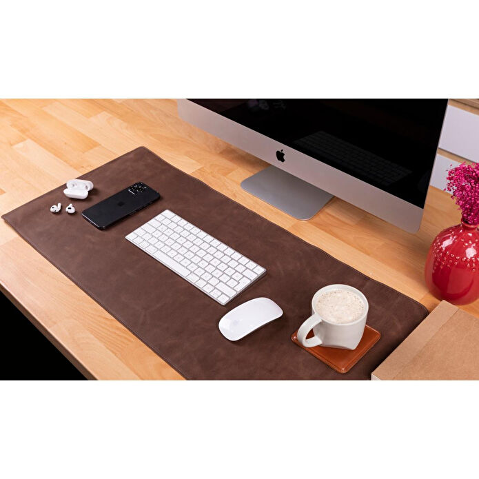 Bloominbag Still & Silent – Saddle Brown Gerçek Deri Desk Mat Macbook Altlığı Ve Mousepad
