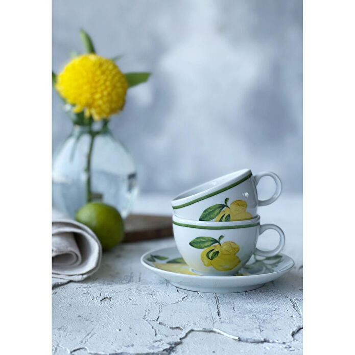 Fern&Co Citrus Collection Porselen 2 Li Türk Kahvesi Seti /hediye Kutulu