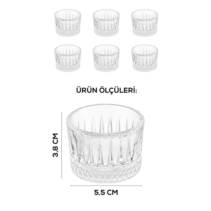 Vienev 6'lı Cam Lokumluk Çay Kahve Yanı İkramlık