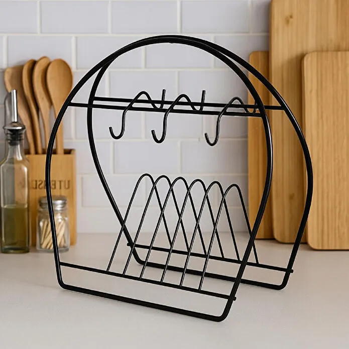 Vienev Metal Fincanlık Ve Tabaklık Siyah – 6'lı Kupa Standı | Mutfak Düzenleyici Organizer