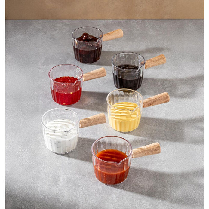 Vienev 6'lı Ahşap Saplı Akrilik Sosluk 80 Ml