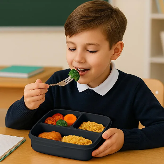 Vienev 3'lü Set Bölmeli Kare Saklama Kabı Antrasit