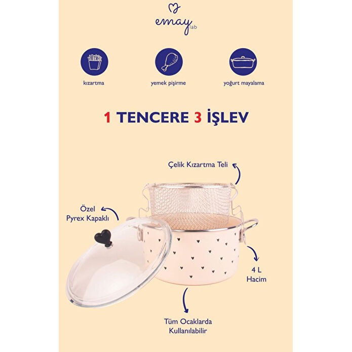 Emaylab Black Cupid Emaye Fritöz/kızartma Tenceresi