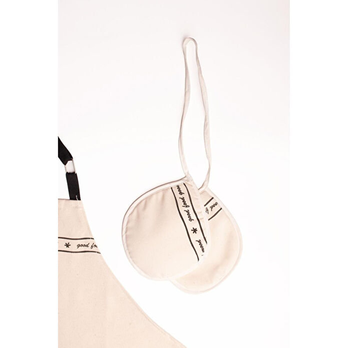 Emaylab Mood Desenli Mutfak Önlüğü Ve Tutmaç Seti (kendinden Havlulu-ayarlamalı Askılı)