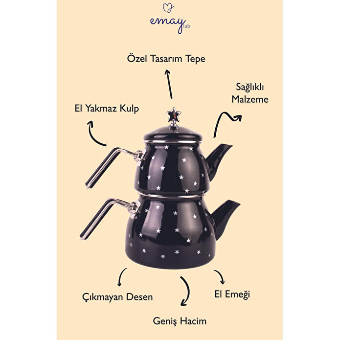 Emaylab Star Emaye Yıldız Desenli Çaydanlık
