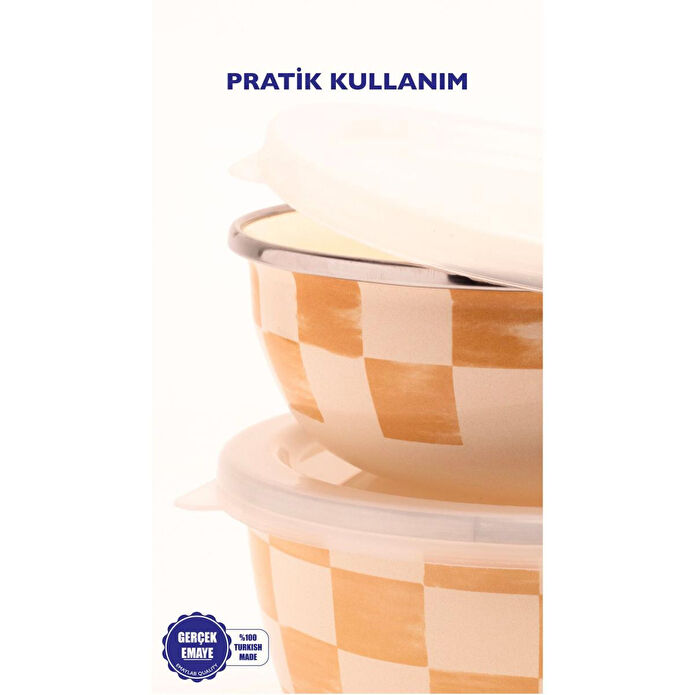 Emaylab Beige Emaye İkili Kase Seti