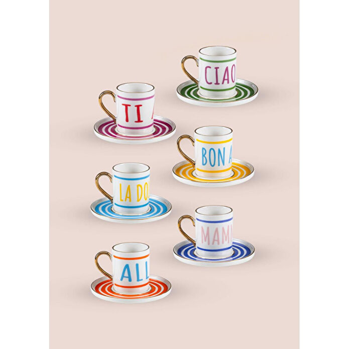 The Mia La Dolce Vita Türk Kahvesi Fincan Takımı 6 Kişilik