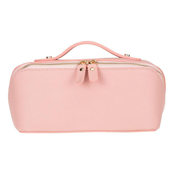 Bloominbag Ella Blush Shell – Deri Seyahat Ve Makyaj Çantası