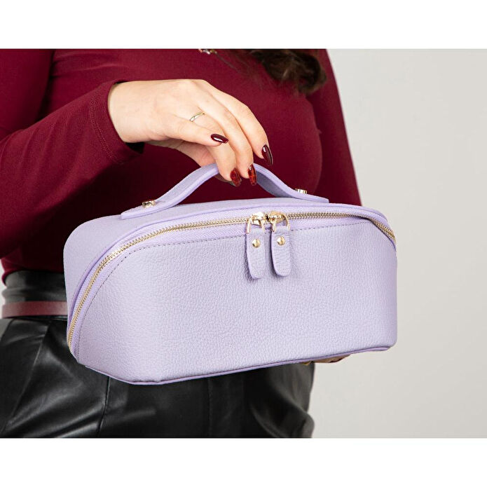 Bloominbag Ella Lilac Dusk Bloom – Deri Seyahat Ve Makyaj Çantası