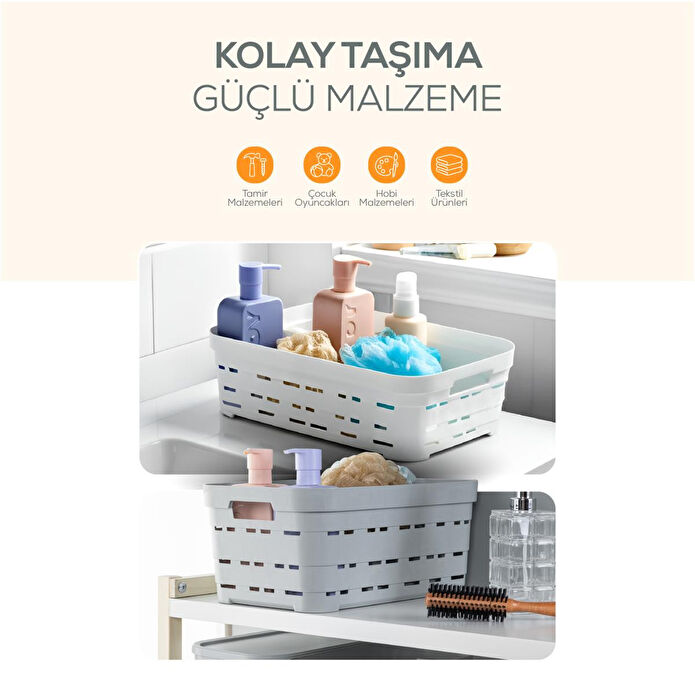 Vienev 6'lı Kapaklı 3,8 Litre Delikli Saklama Kutusu Antrasit