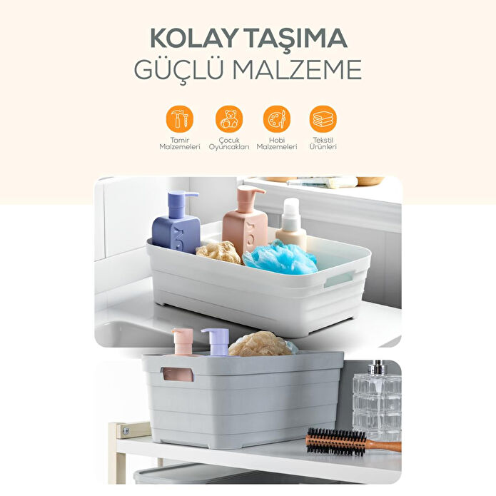 Vienev 6'lı Kapaklı 5 Litre Saklama Kutusu Antrasit