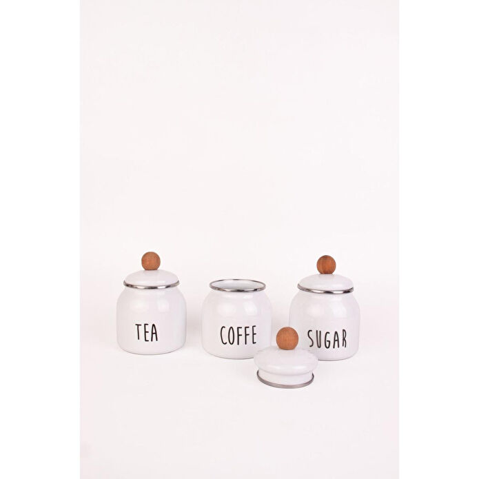 Emaylab Motto Tea Coffee Sugar 3lü Emaye Baharatlık Seti