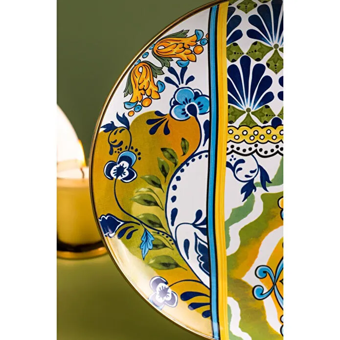 Emaylab Selge 26 Cm Dekoratif Emaye Servis Sunum Tabağı