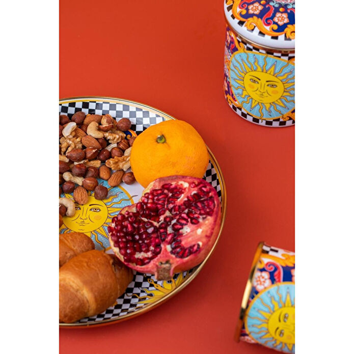 Emaylab Mısharu 26 Cm Dekoratif Emaye Tepsi / Servis Sunum Tabağı