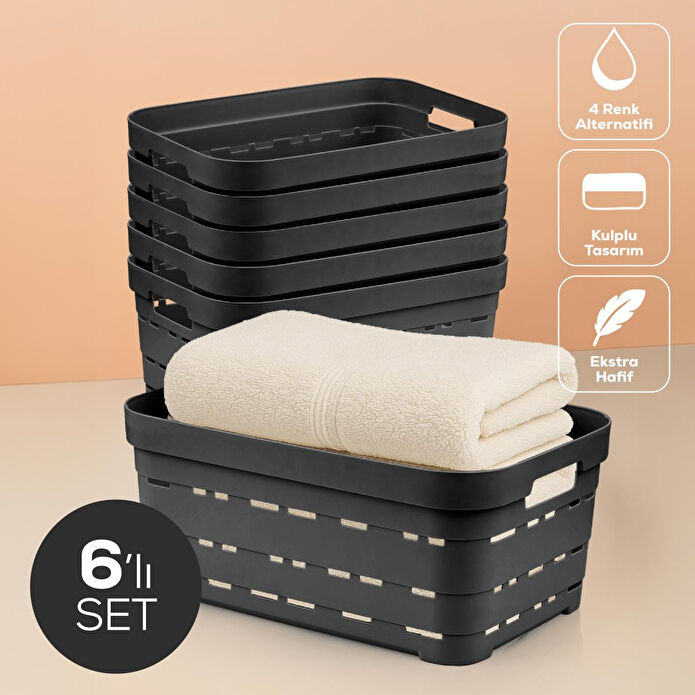 Vienev 6'lı 10,8 Litre Delikli Saklama Kutusu Antrasit