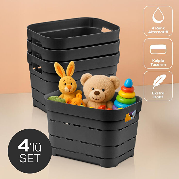 Vienev 4'lü 5 Litre Delikli Saklama Kutusu Antrasit