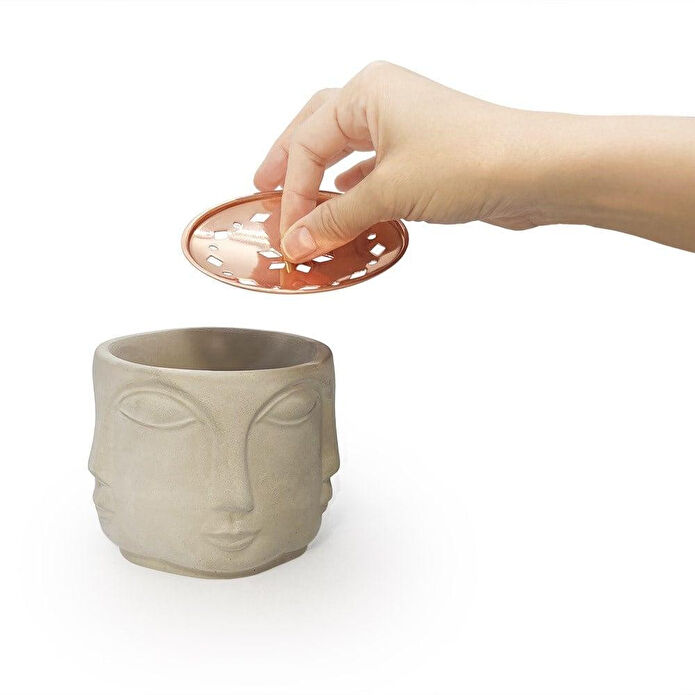 Coho Objet Coho Concre Boz El Dökümü Bakır Kapaklı Tütsü Çanağı
