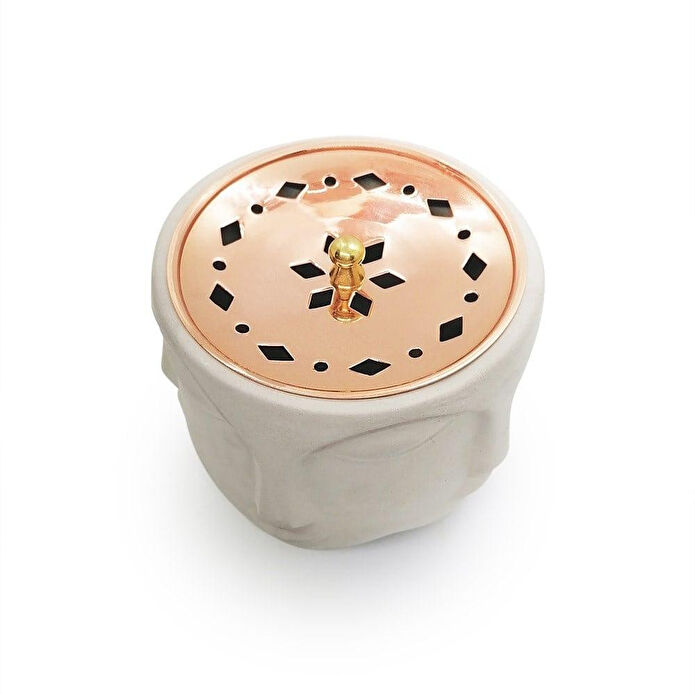 Coho Objet Coho Concre Boz El Dökümü Bakır Kapaklı Tütsü Çanağı