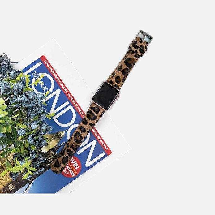 Bloominbag Wild Leopard Deri Apple Watch Kordon-40/41/42 Mm