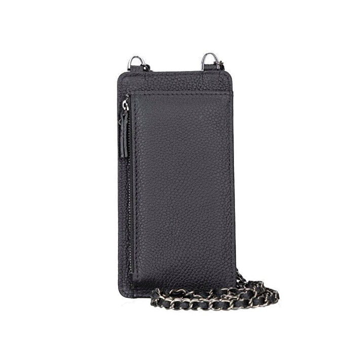 Bloominbag Bloomcross Obsidian Black Hakiki Deri Cüzdan & Telefon Çantası