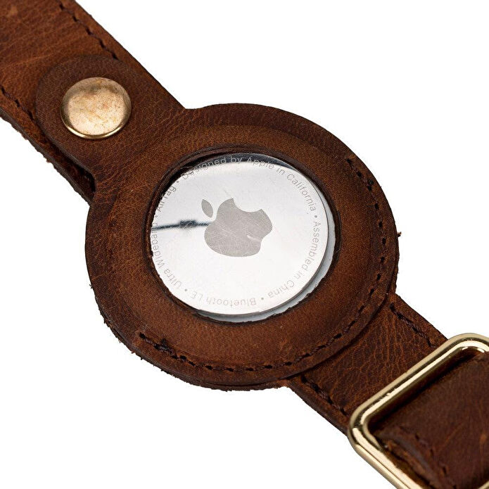 Bloominbag Bloompaw Saddle Brown Airtag Yuvalı Hakiki Deri Pet Tasma