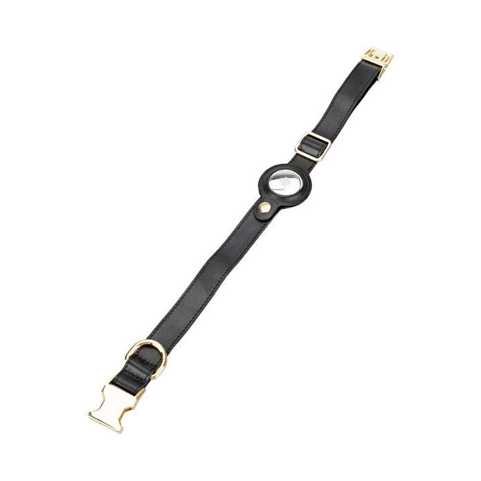 Bloominbag Bloompaw Black Airtag Yuvalı Hakiki Deri Pet Tasma