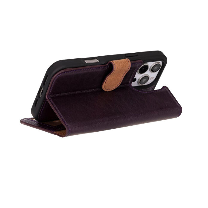 Bloominbag Bloomcase Apple Iphone 16 Pro Max – Burgundy Hakiki Deri Cüzdanlı Telefon Kılıfı