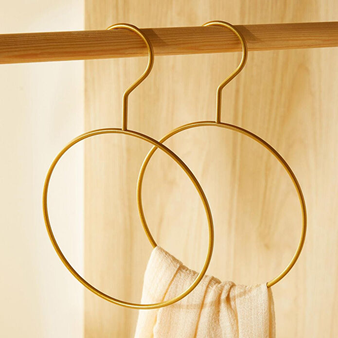 Ocean Home Textile 2'li Halka Altın Renk Metal Aksesuar Askısı 24.5 X 16 X 0.5 Cm