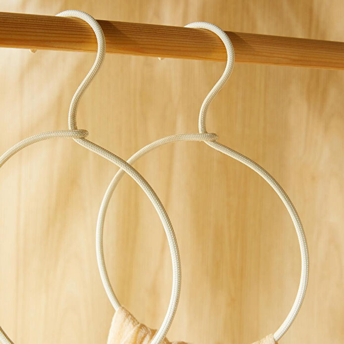 Ocean Home Textile 2'li Halka Ekru Renk Kumaş Kaplı Metal Aksesuar Askısı 24.5 X 16 X 0.5 Cm