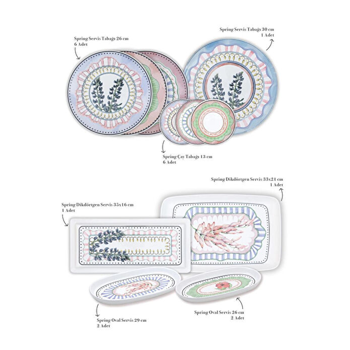 The Mia Spring Kahvaltı Takımı 6 Kişilik 19 Parça Set 2