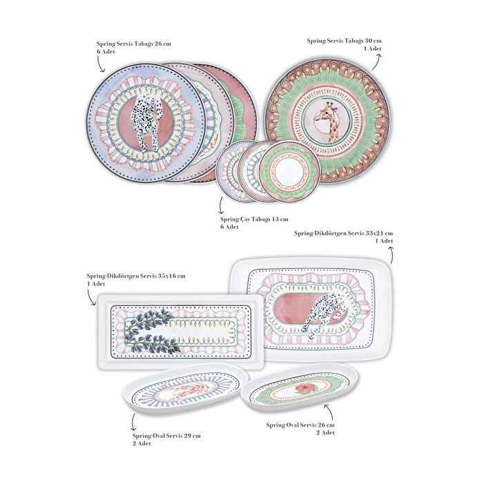 The Mia Spring Kahvaltı Takımı 6 Kişilik 19 Parça Set 1