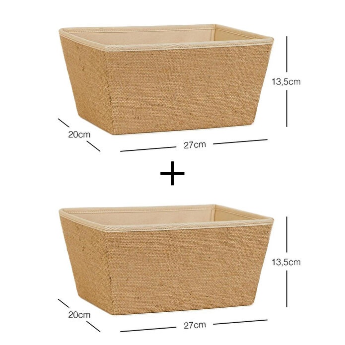 Ocean Home Textile 2'li Jüt Kutu Set 27 X 20 X 13,5 Cm