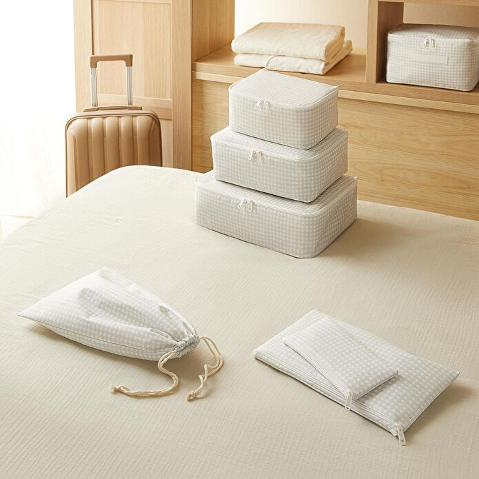 Home Wave 6'lı Gri Pötikare Bavul İçi Düzenleyici Set