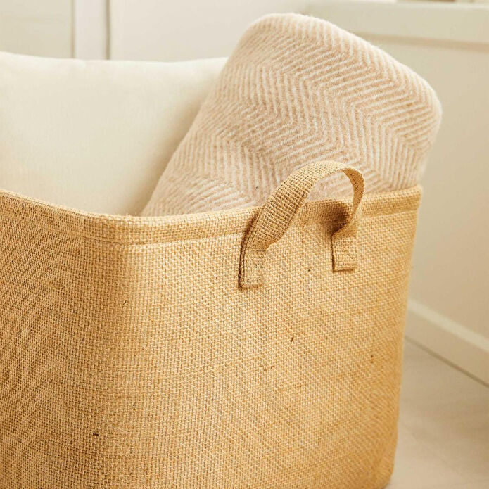 Ocean Home Textile Çizgili Jüt Sepet 42 X 31 X 25 Cm