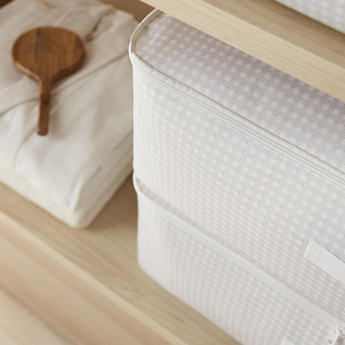 Home Wave 4'lü Büyük Boy Gri Pötikare Baza Altı Hurç Set 62 X 46 X 22 Cm