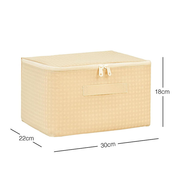 Home Wave 4'lü Küçük Boy Bej Pötikare Hurç Set 30 X 22 X 18 Cm