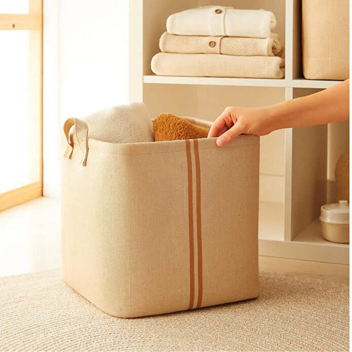 Ocean Home Textile Çocuk Odası Jüt Keten Kumaş Sepet 30 X 30 X 30 Cm