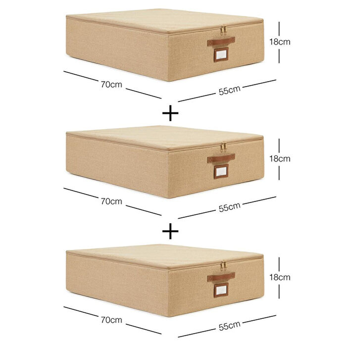 Ocean Home Textile 3'lü Büyük Boy Jüt Destekli Hurç Set 55 X 70 X 18 Cm