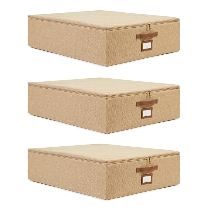 Ocean Home Textile 3'lü Büyük Boy Jüt Destekli Hurç Set 55 X 70 X 18 Cm